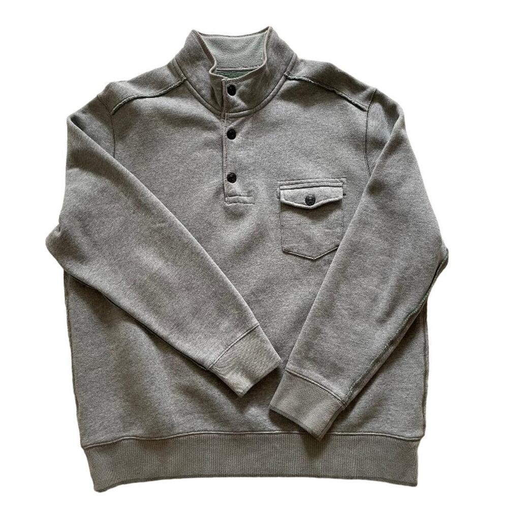 Tommy Bahama Jeans Mens Gray Mock Neck Snap Button Pocket Sweatshirt XLG